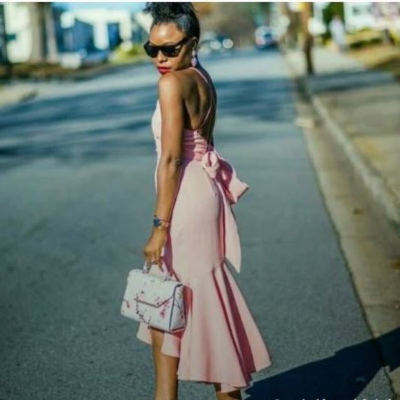 Jarlo Ruffle Hem, Open Back, Midi Dress in Pink - NEW with tags! - Picture 4 of 12